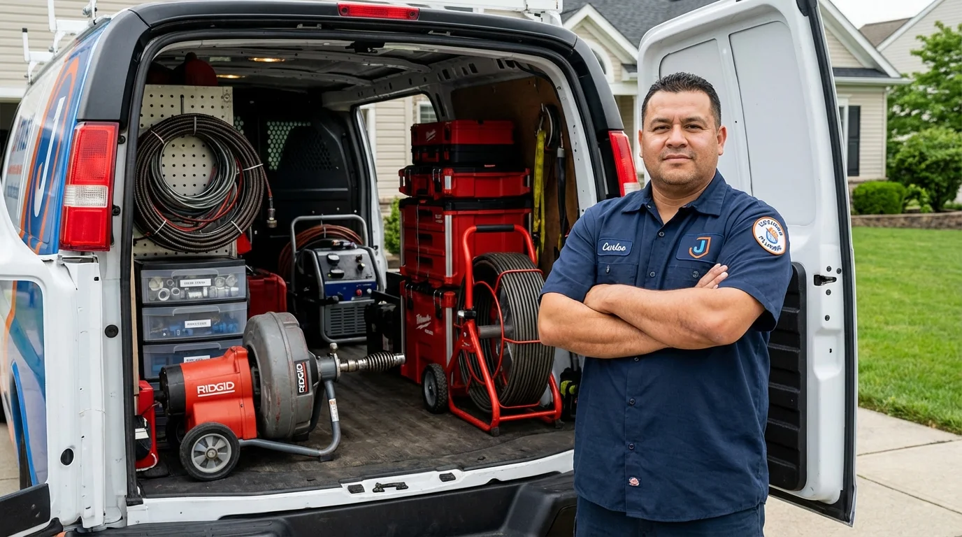 Professional drain cleaning equipment and Johns Plumbing LLC plumber in Brockton