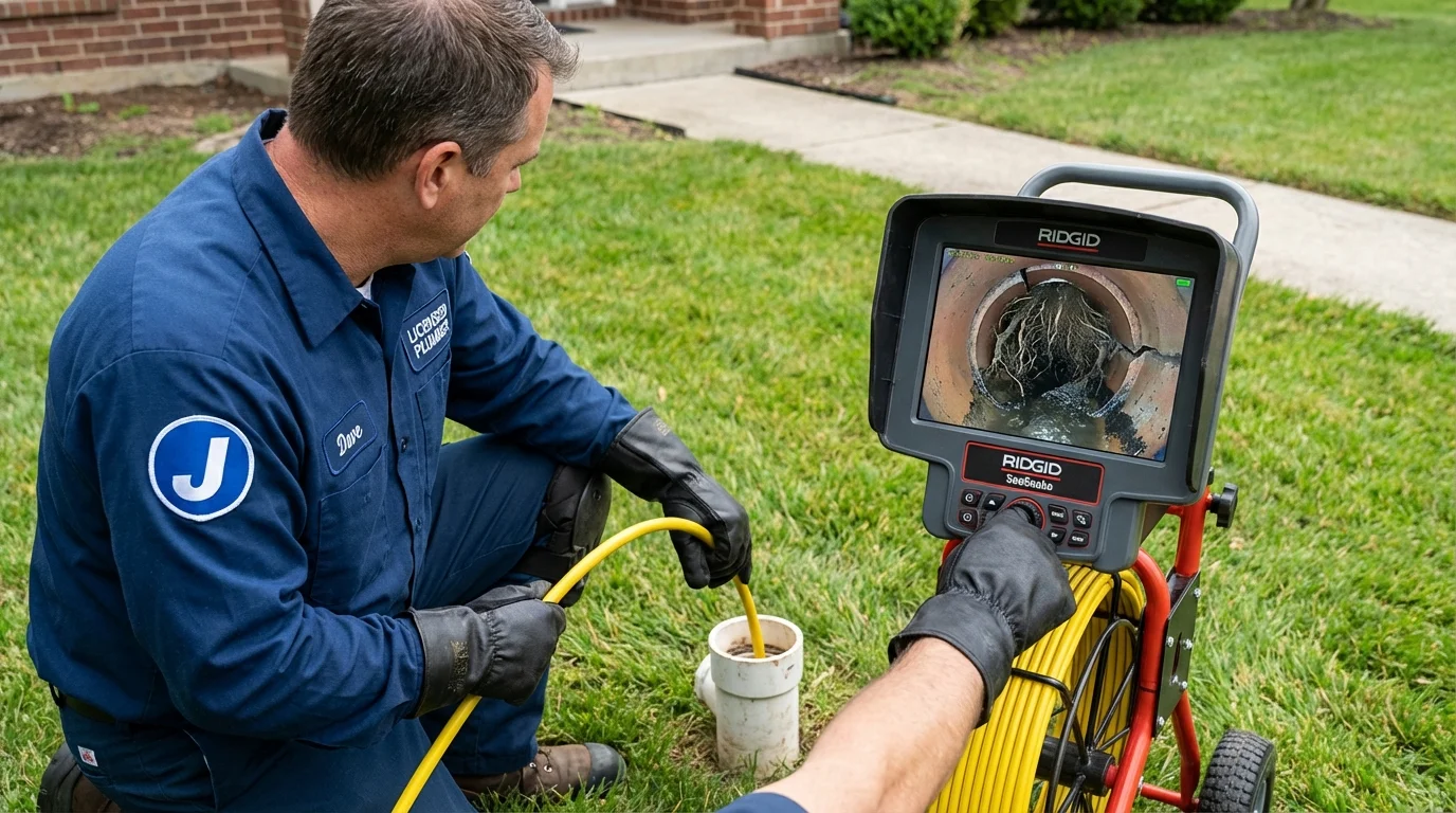 Sewer camera inspection being performed by Johns Plumbing LLC in Brockton